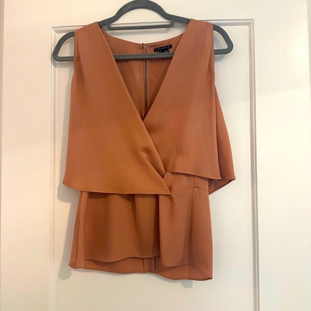 Theory 100% Silk Blouse V-Neck Sleeveless